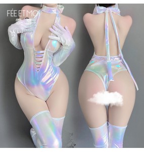 FEE ET MOI - Sexy Iridescent Catmaid Bodystocking (Iridescent White)